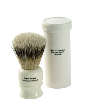 Super Badger Shaving Brush with Simulated Ivory Case Small with travel case