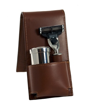 Travel Shaving Set Whisky Leather (Mach 3)