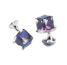Silver Plated Pewter Crystal Cube and Claw Cufflinks Heliotrope