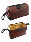 Wash Bag With Contrast Trim & Stitching Havana