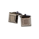 Cufflinks Gunmetal Square, Rodium Centre with Clear Crystals