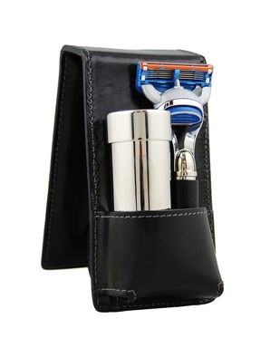 Travel Shaving Set Black Leather (Fusion)