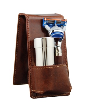 Travel Shaving Set Whisky Leather (Fusion)